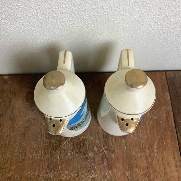 Vintage ceramic coffee pot pitcher gold accent‎ Alabama Salt & Pepper Shakers - Picture 3 of 6
